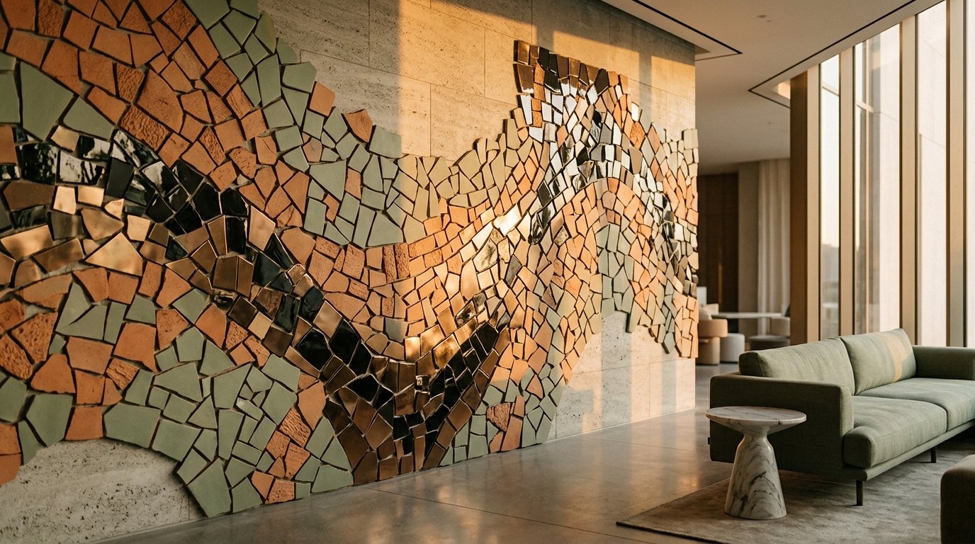 Tactile stone mosaic surface